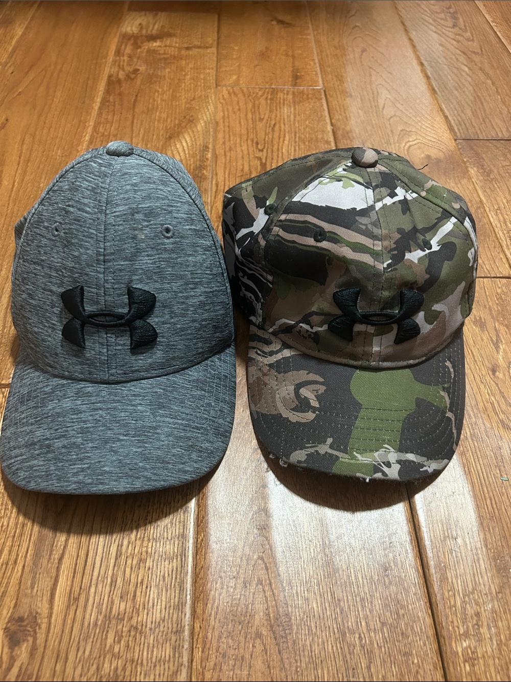 Under Armour Gray Heather & Green Camo Baseball Caps - Duo